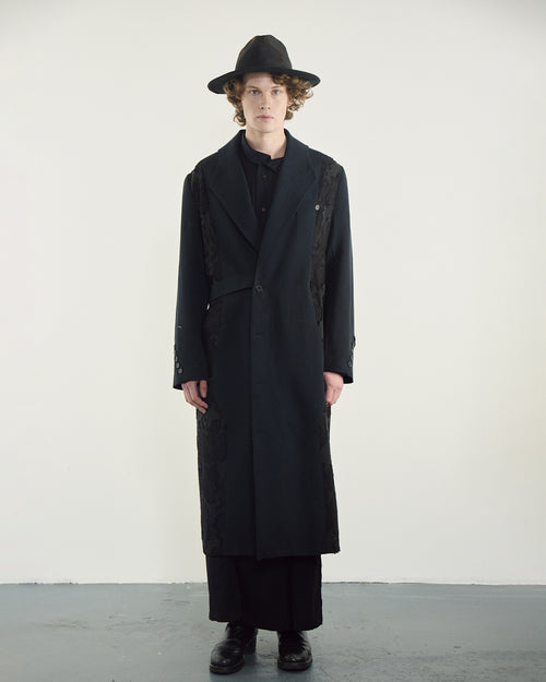 Belted Blade-cut Collar Coat
