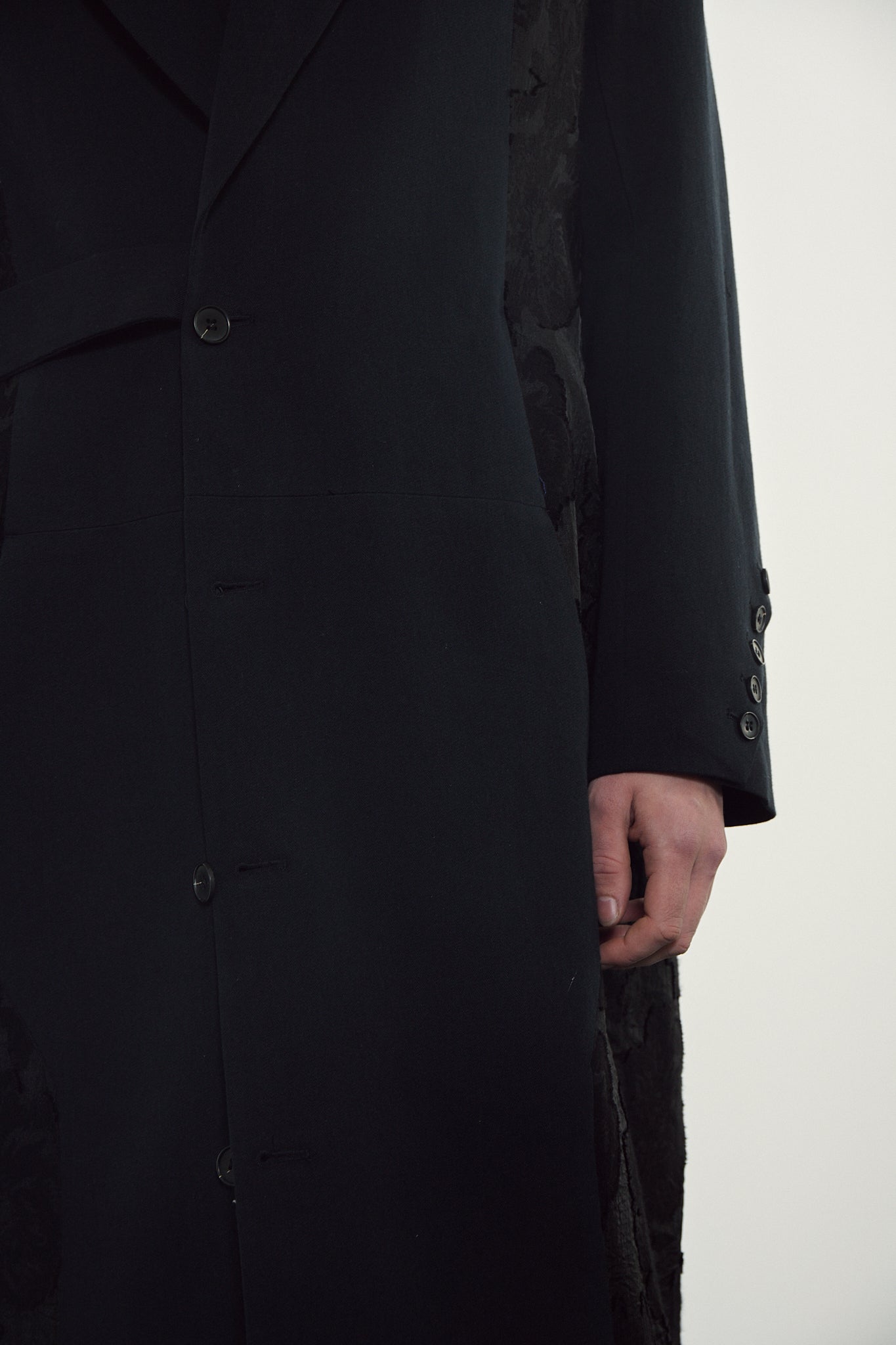 Belted Blade-cut Collar Coat