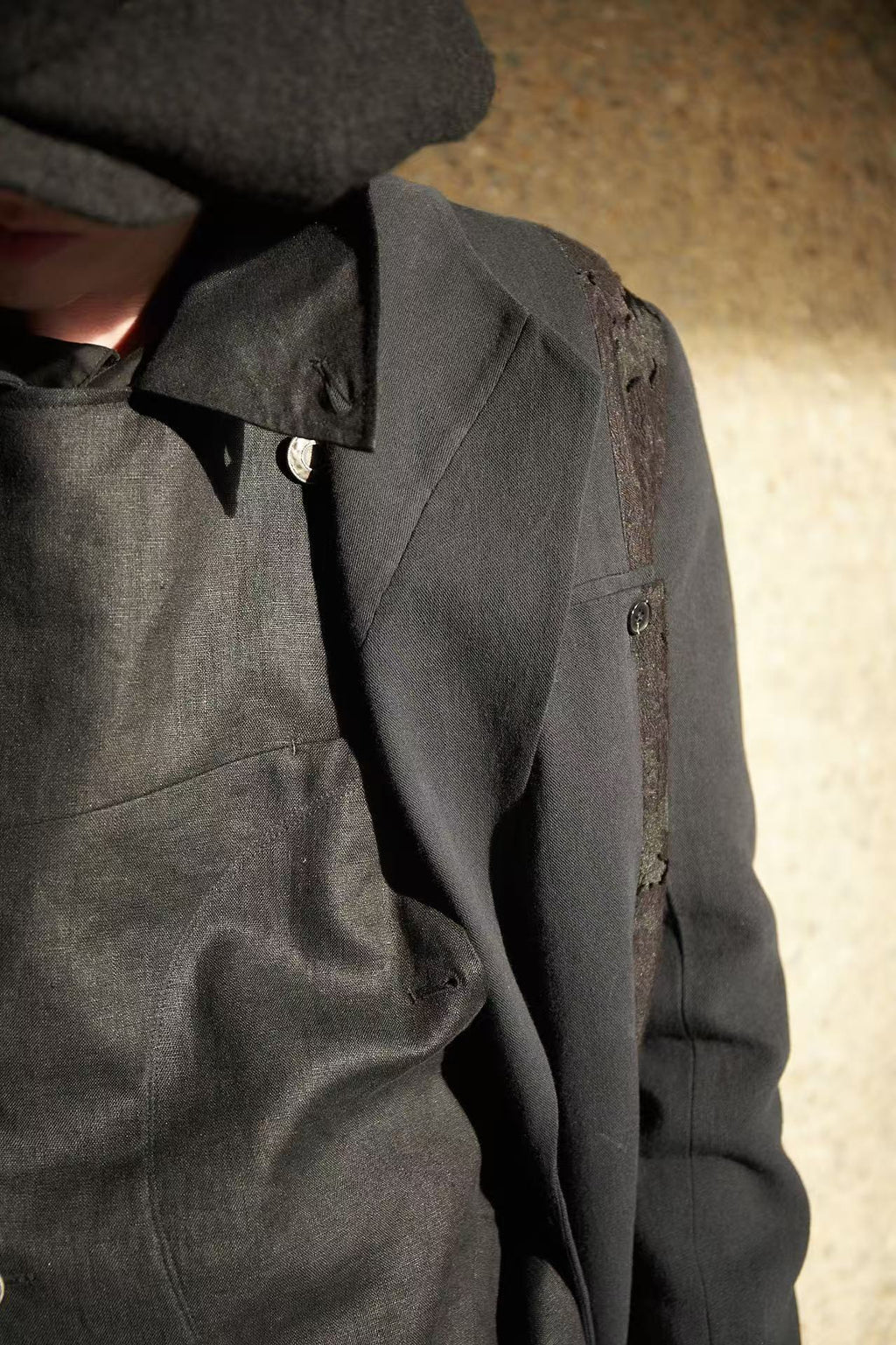 Belted Blade-cut Collar Coat